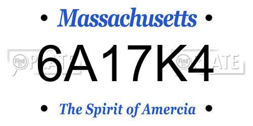 6A17K4 Massachusetts License Plate