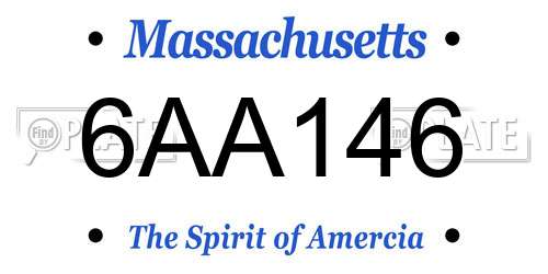 6AA146 Massachusetts License Plate