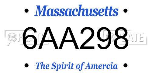 6AA298 Massachusetts License Plate