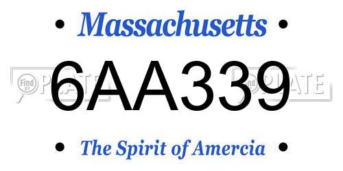 6AA339 Massachusetts License Plate