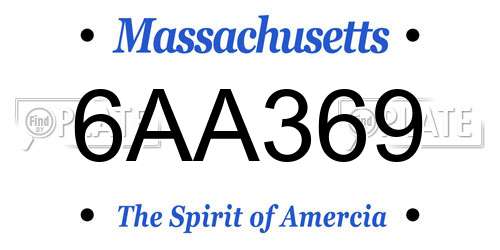 6AA369 Massachusetts License Plate