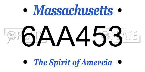 6AA453 Massachusetts License Plate