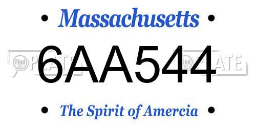 6AA544 Massachusetts License Plate