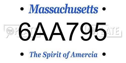 6AA795 Massachusetts License Plate