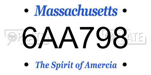 6AA798 Massachusetts License Plate