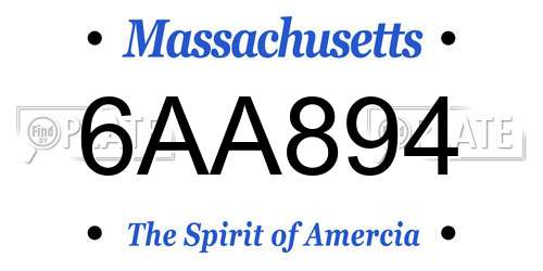 6AA894 Massachusetts License Plate