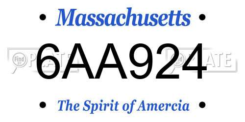 6AA924 Massachusetts License Plate