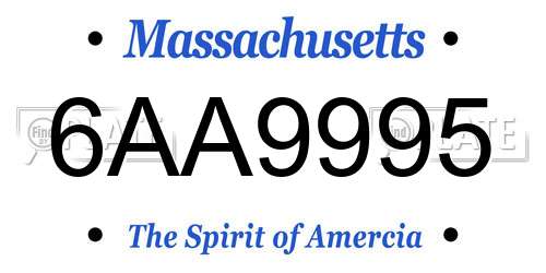 6AA9995 Massachusetts License Plate