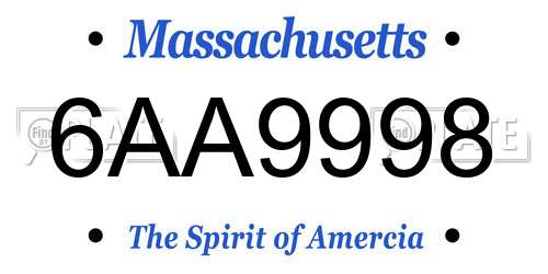 6AA9998 Massachusetts License Plate
