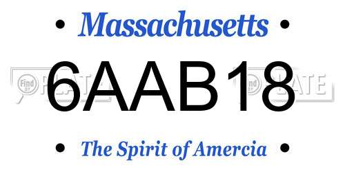 6AAB18 Massachusetts License Plate