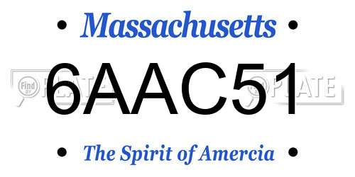 6AAC51 Massachusetts License Plate