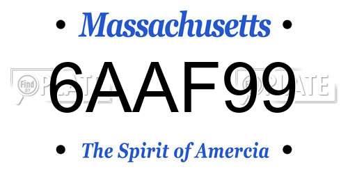 6AAF99 Massachusetts License Plate