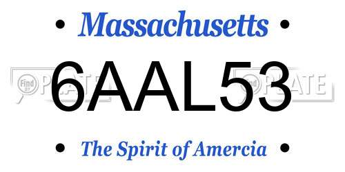 6AAL53 Massachusetts License Plate