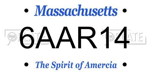 6AAR14 Massachusetts License Plate