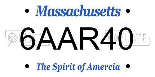 6AAR40 Massachusetts License Plate