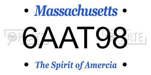 6AAT98 Massachusetts License Plate