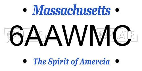 6AAWMC Massachusetts License Plate
