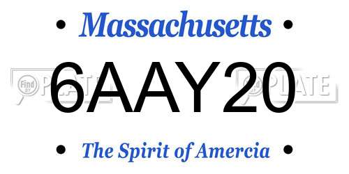 6AAY20 Massachusetts License Plate