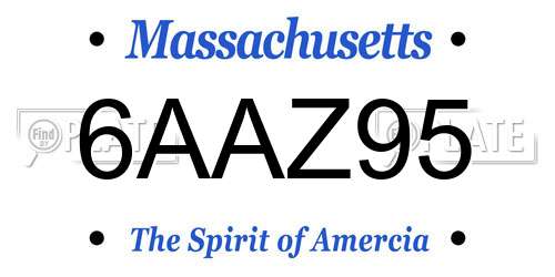 6AAZ95 Massachusetts License Plate