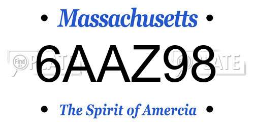 6AAZ98 Massachusetts License Plate