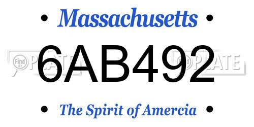 6AB492 Massachusetts License Plate
