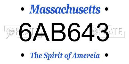 6AB643 Massachusetts License Plate