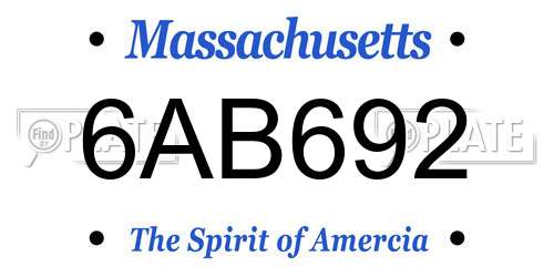 6AB692 Massachusetts License Plate