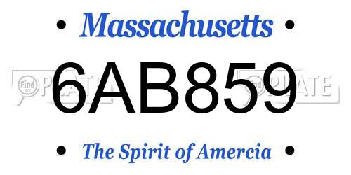 6AB859 Massachusetts License Plate