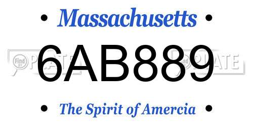 6AB889 Massachusetts License Plate