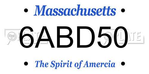 6ABD50 Massachusetts License Plate