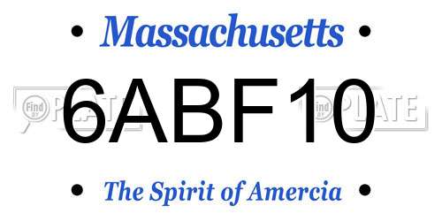 6ABF10 Massachusetts License Plate