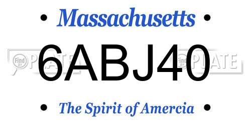 6ABJ40 Massachusetts License Plate