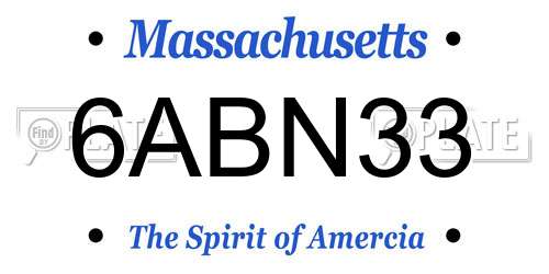 6ABN33 Massachusetts License Plate