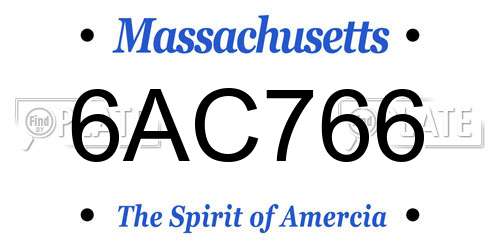 6AC766 Massachusetts License Plate