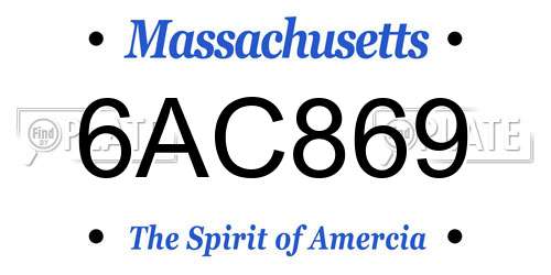 6AC869 Massachusetts License Plate