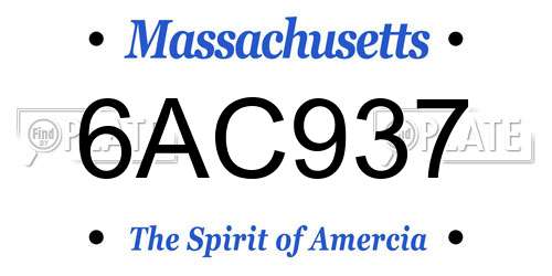 6AC937 Massachusetts License Plate