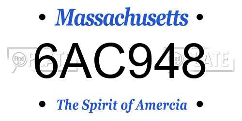 6AC948 Massachusetts License Plate