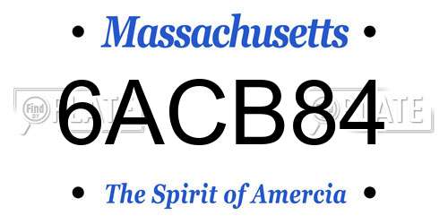 6ACB84 Massachusetts License Plate