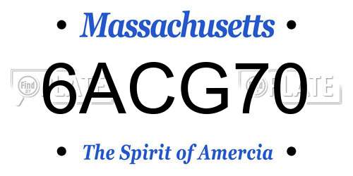 6ACG70 Massachusetts License Plate