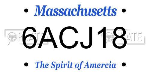 6ACJ18 Massachusetts License Plate