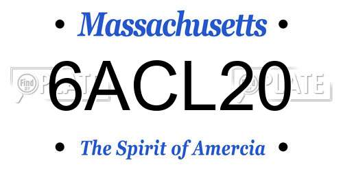 6ACL20 Massachusetts License Plate
