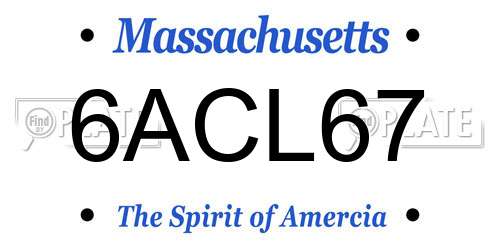 6ACL67 Massachusetts License Plate