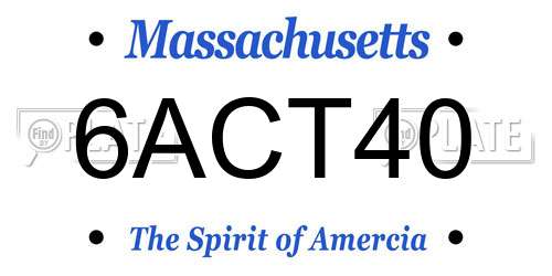 6ACT40 Massachusetts License Plate