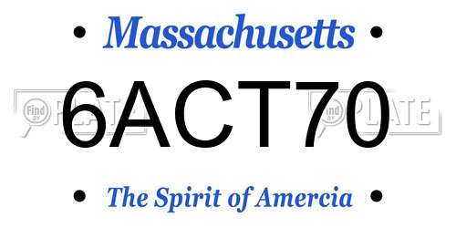 6ACT70 Massachusetts License Plate