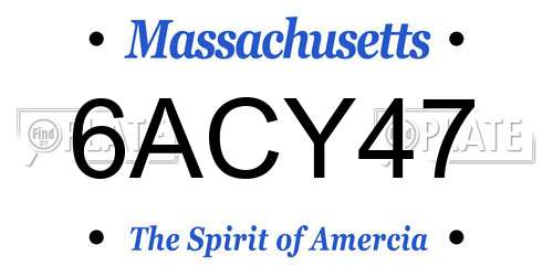 6ACY47 Massachusetts License Plate