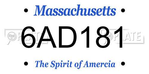 6AD181 Massachusetts License Plate
