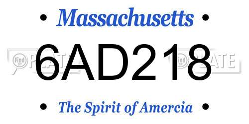 6AD218 Massachusetts License Plate