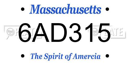 6AD315 Massachusetts License Plate