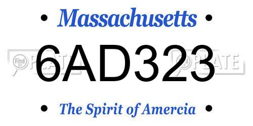 6AD323 Massachusetts License Plate