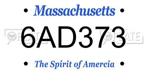 6AD373 Massachusetts License Plate